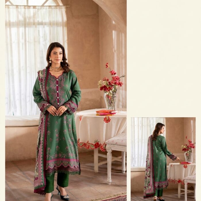 Mausummery Alyssa Printed Linen Shirt Dupatta & Dyed Trouser