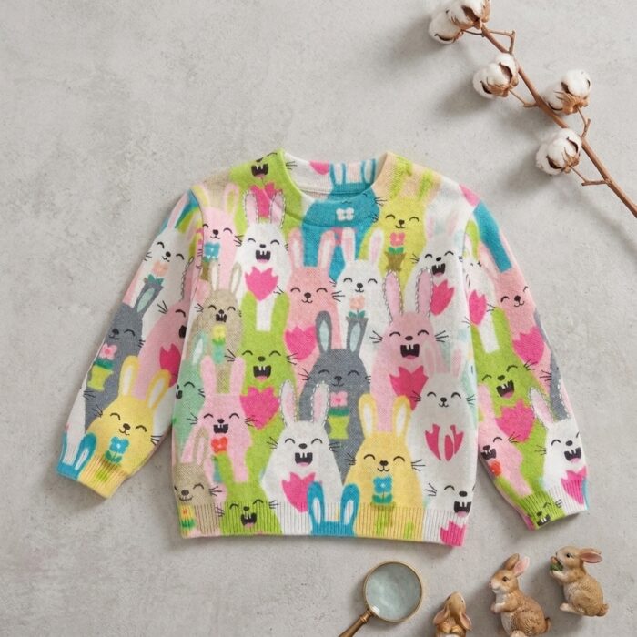 Mailetang Bunny Magic Colorful Knitted Sweater