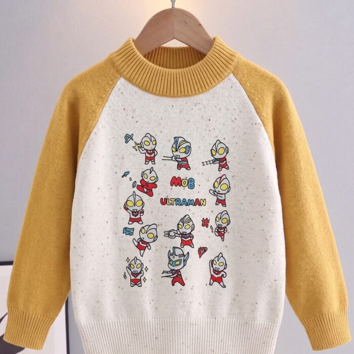 Mailetang Kids Mustard Yellow & Cream Speckled Graphic Pullover