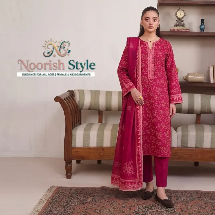 Noorish Style - Digital Printed Jacquard Lawn 3 Piece Suit (Design 17)